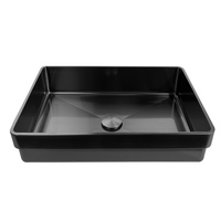 Lavabo semi-encastré en acier inoxydable 304 pour salle de bain d'hôtel moderne de luxe avec finition noire PVD
