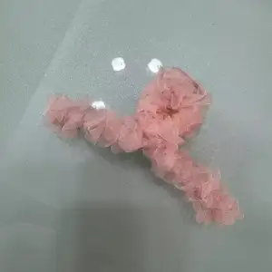Fashionable Simple Solid Color Yarn Claw Clips Korean Version Temperament Large Shark Claws Fold Organza Flower Hair Claw Clip