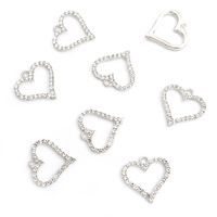 Breloque Cœur à Contour en Strass en Alliage de Zinc à Cadre Ouvert pour Invitation de Mariage et Accent Ruban