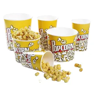 Popcorn Bucket Paper Customer Printed Paper Disposable Beverage 16 Oz Double Wall Brown Paper Cups Flexo Printing Tea Cups Sets