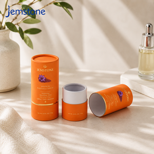 Tube en papier kraft personnalisé haut de gamme pour sérum de soin de la peau, cylindre pour huile faciale, emballage en tube de carton recyclable avec feuille d'or - Product Image 1
