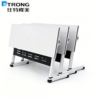 Table de formation commerciale pliable réglable, bureau mobile, table de conférence modulaire longue en forme de barre, table de bureau double pour deux personnes