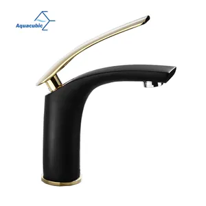 Hiện đại vòi Đen lỗ duy nhất Vàng xử lý đơn xử lý Brass vòi nước lưu vực vòi nước