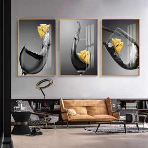 Peinture décorative de salle à manger de luxe légère moderne noir et blanc fond d'hôtel tenture murale peinture <span class=keywords><strong>triptyque</strong></span> de haute qualité - Product Image 2