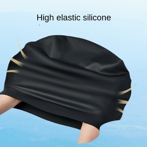 Gorro de natación de pelo largo para mujer-Diseño grande de silicona impermeable para actividades de natación - Product Image 3