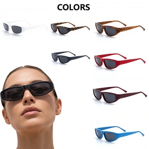 Lunettes de soleil Y2K rétro en bio-acétate, monture étroite rectangulaire, protection UV400, légères, multicolores, unisexes, pour femmes et hommes, mode outdoor - Product Image 3