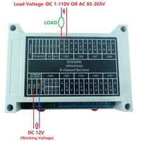 Contrôleur IO bidirectionnel RF 8 canaux 433 MHz DC 12V LoRa RTTXA08 RTRXB08 avec indicateur de retour LED et sortie relais NPN