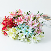 Simulasi Buket Bunga Lily Kecil 7 Tangkai, Bunga Lily Berkualitas Tinggi, Bahan DIY untuk Dekorasi Bunga, Grosir Bunga Lily Putih