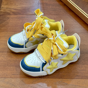 Baskets décontractées pour femmes, plateforme tendance, multicolores, lacets épais, style streetwear, skateboarding, confortables, tige en PU, semelle intermédiaire en caoutchouc - Product Image 3