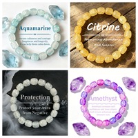 Bracelet en Cristal Naturel, Aquamarine, Citrine, Améthyste, Bracelet Perlé en Pierres Précieuses, Bijoux Énergétiques de Guérison pour Femmes, Vente en Gros