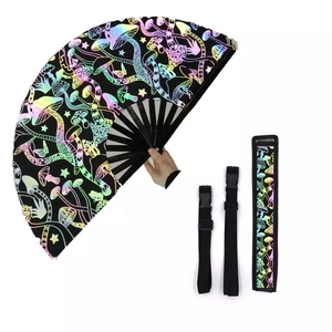 Éventail pliant en bambou holographique peint FAREA de haute qualité, 33 cm, décoration réfléchissante, éventail de <span class=keywords><strong>rave</strong></span>, spectacles, cadeaux - Product Image 2