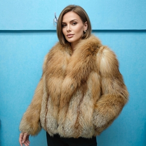Giacca Invernale Calda da Donna in Vera Pelliccia di Volpe, Colore Naturale, Stile Personalizzato, Cappotto di Moda in Vera Pelliccia di Volpe - Product Image 1