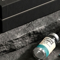Boîte rigide personnalisée en carton gris avec couvercle noir mat pour flacons de peptides, avec doublure en éponge, impression offset et sérigraphie, soins personnels