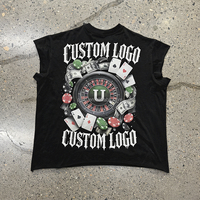 T-shirt sans manches à découpe personnalisée avec impression graphique OEM ODM pour hommes, débardeur vintage à bords bruts, marque privée