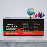 Batterie LiFePO4 à décharge profonde étanche IP65 24V 200Ah 300Ah pour système de stockage d'énergie pour camping-car et marine