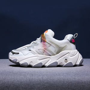 Commercio all'ingrosso di trasporto libero di Marca OEM chunky sole della ragazza di modo della signora della scarpa da tennis del cuoio genuino della maglia di modo di estate di lusso delle donne scarpe da ginnastica 2020 - Product Image 3