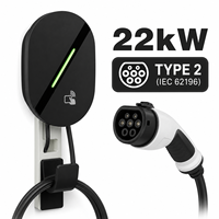 Chargeur EV ultime 22 kW Type 2 pour Tesla Model S X BMW I7 Audi RS E-tron, borne de recharge murale intelligente pour maison connectée, WiFi, NFC, station de charge 22 kW