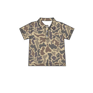Polo pour garçons à manches longues en coton et élasthanne respirant, imprimé camouflage chasse, col rond, vente en gros - Product Image 3