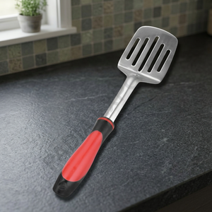 Durable Stainless Steel Slotted Turner with Comfortable Grip Plastic Handle Perfect Utensil for Cooking and Serving - Product Image 2