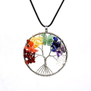 Collier <span class=keywords><strong>arbre</strong></span> de vie en pierre naturelle, collier d'<span class=keywords><strong>arbre</strong></span> en pierre de rouge intercalaire fait à la main - Product Image 2