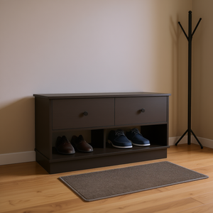 Panca portaoggetti Hamilton con due cassetti e scaffali aperti, scarpiera per l'arredamento del soggiorno - Product Image 2