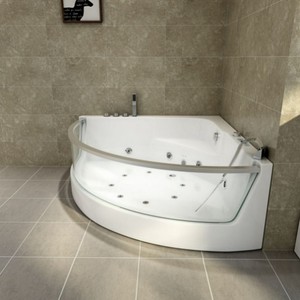 Bañera de Hidromasaje Acrílica Moderna de Lujo, Independiente, con Cuatro Jets Grandes de Masaje, Ventana Grande, Dos Almohadas, Fácil Acceso - Product Image 4