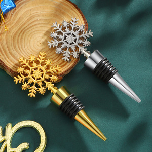 Christmas Snowflake <b>Wine</b> Stopper Zinc Alloy Golden Silver Holiday Party Bottle Seal - Product Image 3