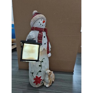 Ornement de Noël en résine en forme de bonhomme de neige avec éclairage LED, décoration de jardin extérieure, finition mate, forme de poupée Szf0641 - Product Image 2