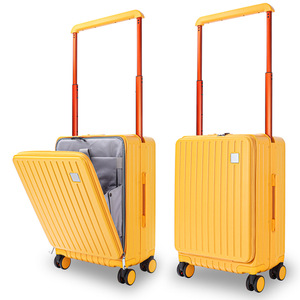 Carry-On <b>Suitcase</b> 20-Inch Pc Material Zippered Front Opening Shock Resistant Durable Trolley Case Swivel <b>Wheels</b> Leisure Travel - Product Image 2