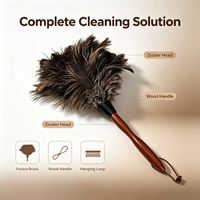 ELECDON Feather Duster dengan Gagang Kayu Alat Penyapu Debu Lembut dan Halus untuk Membersihkan Rumah dan Mobil Ramah Lingkungan Dapat Digunakan Kembali Mudah Dibersihkan (2 Buah)