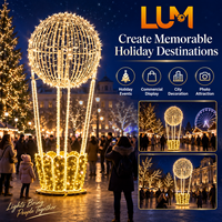 Sculpture lumineuse festive, ballon à air chaud de 450 cm de haut, sculpture lumineuse avec structure en aluminium pour motif de Noël