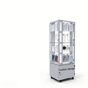 <span class=keywords><strong>Vetrina</strong></span> Espositiva Personalizzata per Accessori Mobili, in Acrilico, <span class=keywords><strong>con</strong></span> Ruote e Illuminazione LED, per Telefoni, Caricabatterie e Auricolari - Product Image 2