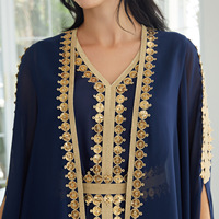Robe Abaya Ouverte Élégante d'Automne pour Femmes Musulmanes Arabes, Manches Longues, Longueur Cheville, en Polyester, Style Dubaï, Modeste, pour l'Aïd, avec Col Cœur