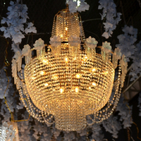 Lustre luxueux en cristal LED AC avec des feuilles de fleurs et éclairage multicolore pour la décoration du plafond de la maison et des salles de réception de mariage