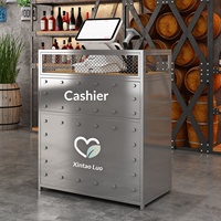 Comptoir de caisse en métal de style industriel avec tiroir pour les cafés, les restaurants, les salons de thé - Petit comptoir de réception de bar