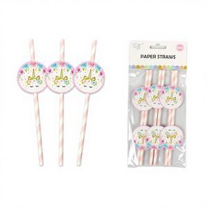 Pajitas de Papel con Diseño de Unicornio de 8 Pulgadas, Juego de 6 Unidades, Desechables, 240 Unidades/Caja para Jugos - Product Image 1