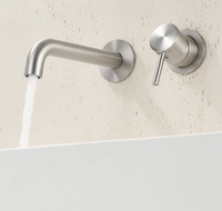 Robinet de lavabo mural noir mat électroplaqué - Mitigeur encastré dissimulé eau froide et chaude avec bec pivotant