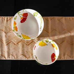 Bol à salade en porcelaine européenne moderne, écologique et de haute qualité, 8 pouces + 6 pouces, avec motif floral rose, vaisselle de mariage - Product Image 3