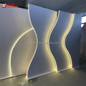 Nouvelle arrivée, toile de fond de mariage moderne, forme de vague blanche, acrylique PVC 3D, décoration de scène de mariage avec lumière LED - Product Image 6