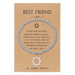 Best Friend <b>Bracelet</b> Set Stainless Steel Sun And Moon <b>Beaded</b> Jewelry For Women <b>Men</b> Anniversary Gift With Cards - Product Image 5