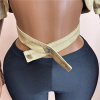 Ensemble deux pièces pour femmes Jiubaju, veste courte à col rabattu à manches courtes et pantalon capri ajusté