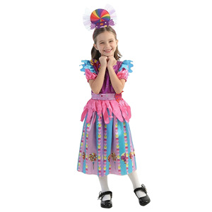 Children's Performance Costume <b>Rainbow</b> Candy Dress Polyester Fiber Stage Wear For Kids - Product Image 3