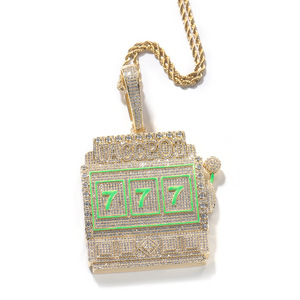 Pendentif Iced Out Machine à sous 777 Jackpot en Argent Sterling 925 et Moissanite VVS, Bijou <span class=keywords><strong>de</strong></span> déclaration Hip Hop sur mesure - Product Image 3