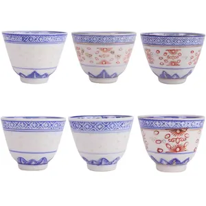 RZPU08/RZPU09 Jingdezhen синий и белый рисовый узор с золотой отделкой Орхидея чашка чайная чашка