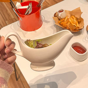 Pot à café en céramique blanche pure créatif, petite tasse à lait, bol à steak en céramique avec bec <span class=keywords><strong>verseur</strong></span>, pot à sucre, cuillère à lait, pichet à bec - Product Image 6