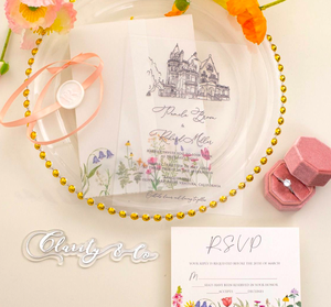 Invitations <span class=keywords><strong>de</strong></span> <span class=keywords><strong>mariage</strong></span> en acrylique clair <span class=keywords><strong>de</strong></span> charme avec carte RSVP en vélin <span class=keywords><strong>de</strong></span> fleur Couples modernes ensemble d'invitations spéciales <span class=keywords><strong>de</strong></span> <span class=keywords><strong>mariage</strong></span> - Product Image 2