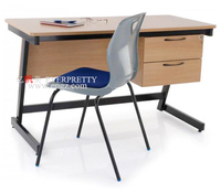 Meubles de bureau pour appartement, bureau d'enseignant moderne pliable et mobile en métal, ensemble de chaises avec 2 tiroirs