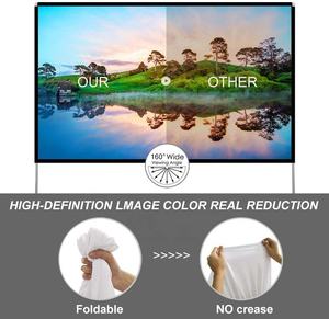 شاشة عرض محمولة مع حامل مقاس 100/120 بوصة، شاشة إسقاط 16:9 بدقة 4K عالية الوضوح للعرض الأمامي للأفلام مع حقيبة حمل - Product Image 5