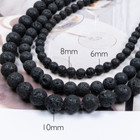 Chaîne de perles en pierre de lave naturelle poreuse, pierre volcanique mate non polie pour bracelet et collier DIY, vente en gros