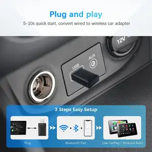 Auto CarPlay Ai adaptor USB dongle nirkabel, dongle USB untuk mobil stereo berkabel ke carplay nirkabel untuk layar mobil pabrik pasang dan mainkan